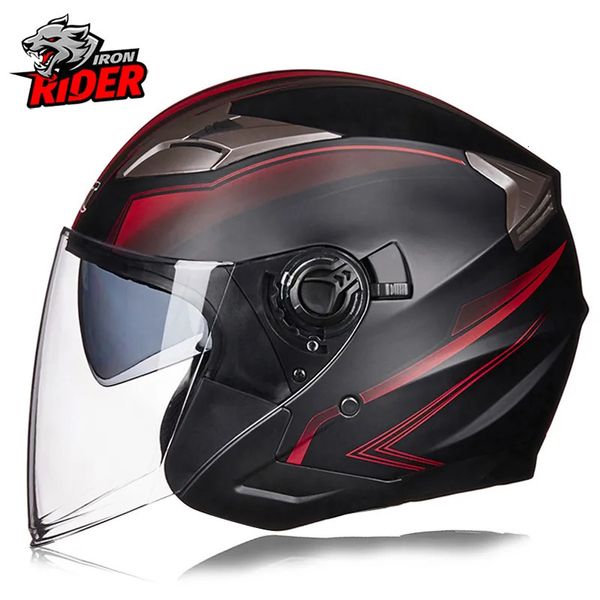 Fahrradhelme Motorradhelm Halbgesicht Doppellinse Cool Casco Moto Four Seasons Männer Frauen Street Fashion Capacete de Safety 231113