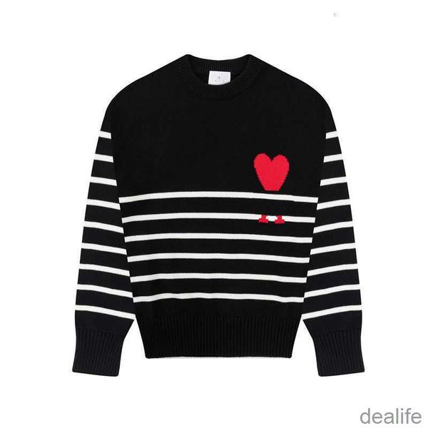 Amis Am i Paris Pullover Amiparis Klassisch Schwarz Weiß Streifen Designer Strickpullover Jacquard Love Heart Coeur Sweat Herren Damen Rollkragenpullover 1lzm