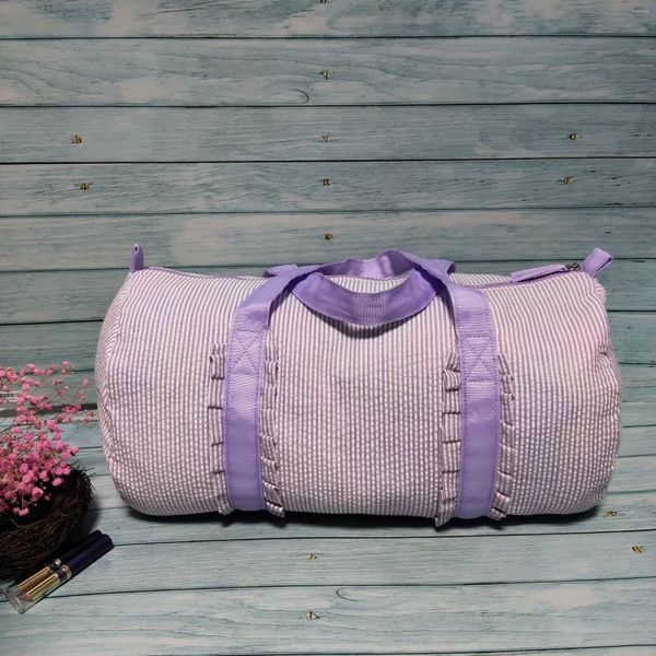 Duffel Bags Çocuklar fırfır seerucker duffle çanta kızlar hafta sonu seyahat gece hafif büyük boy ekose spor salonu tote ile fermuarlı dom1978