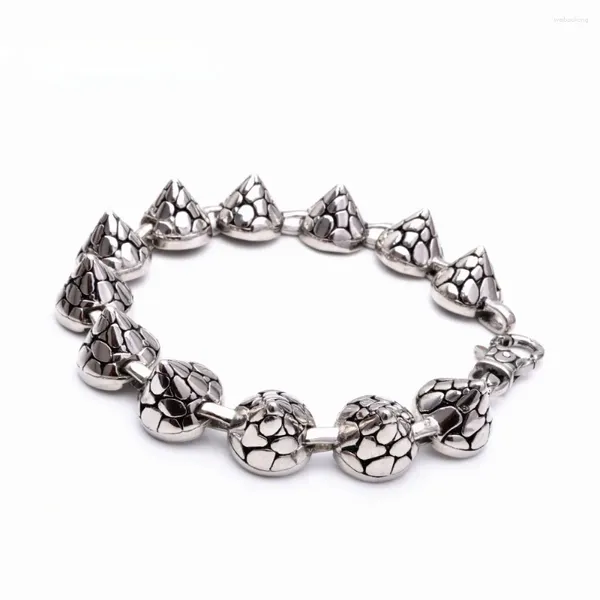 Link pulseiras coreano personalizado moda 316l pirâmide de aço inoxidável pulseira masculina jóias