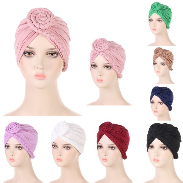 Musulmano Knot Turban Headwrap Soild Color Women Hijab Bonnet Party Wedding Copricapo Bandane Accessori per capelli