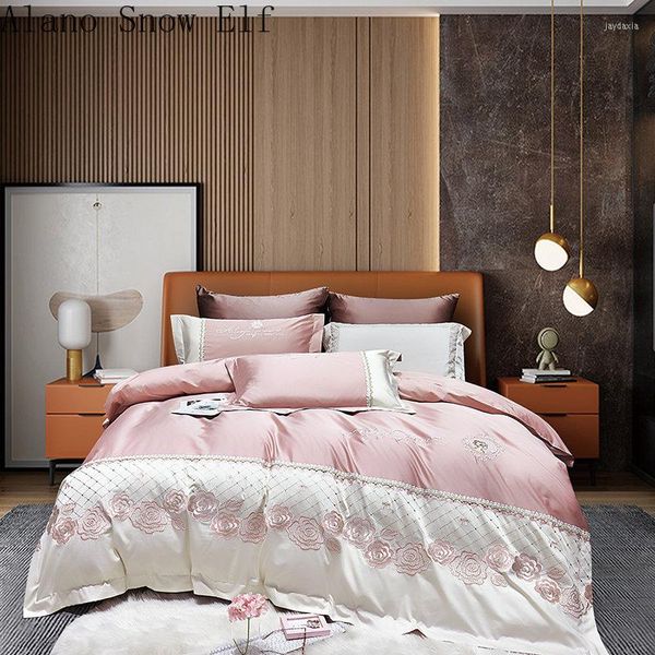 Bettwäsche-Sets High Luxury 2023 120S Cotton Home Set Cover Flat Sheet Bett für Erwachsene Edredom King Gift Duvet