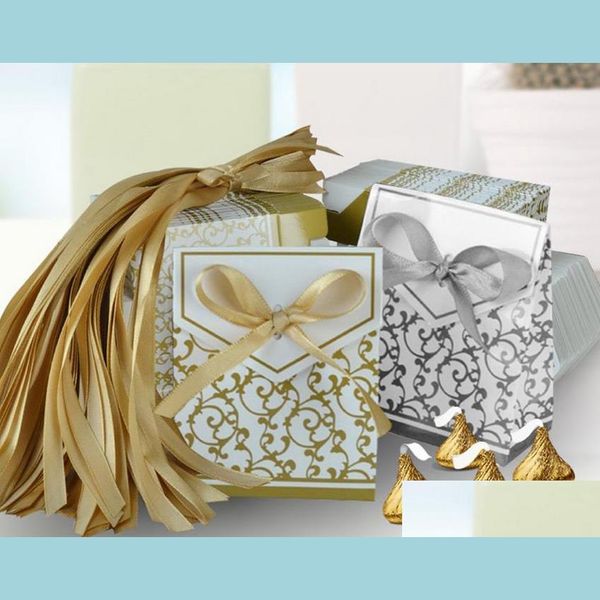 Geschenkverpackung Favor Favor Bag Sweet Cake Candy Paper Boxes Bags Jubiläumsfeier Geburtstag Baby Shower Presents Box Gold Siery Dhfqr