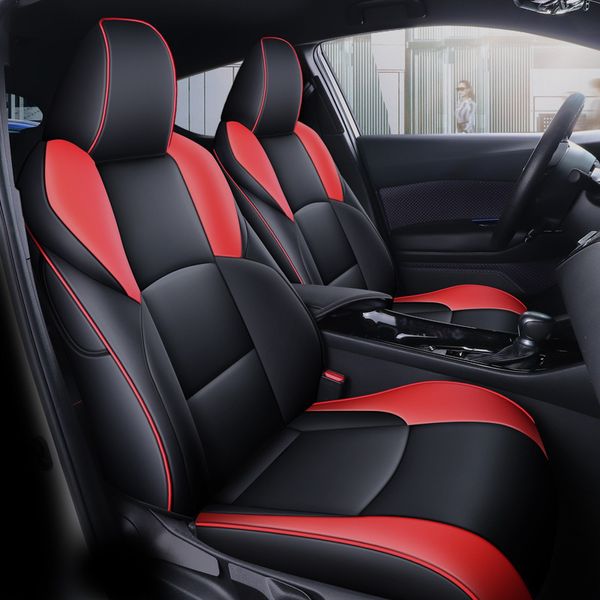 Coprisedili speciali per auto per Toyota CHR Design Styling Premium, Limited - Set completo CHR, cuscino del sedile in similpelle impermeabile (nero/blu)