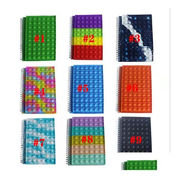 Giocattolo di decompressione 9 colori Favore di partito Fidget Sile Notebook A5 50 pezzi Papers School Office Bubble It Toys Christmas Drop Delivery Gi Dhvdq