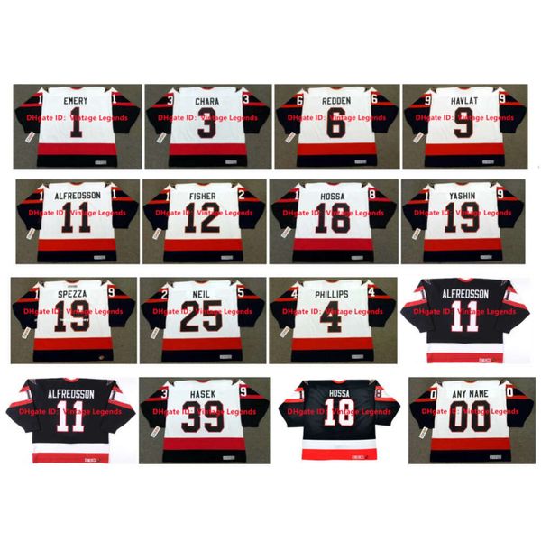 SL VINTAGE CCM Daniel Alfredsson Senatori Hockey Jersey Ray Emery Marian Hossa Jason Spezza Mike Fisher Alexei Yashin Chris Phillips Dominik