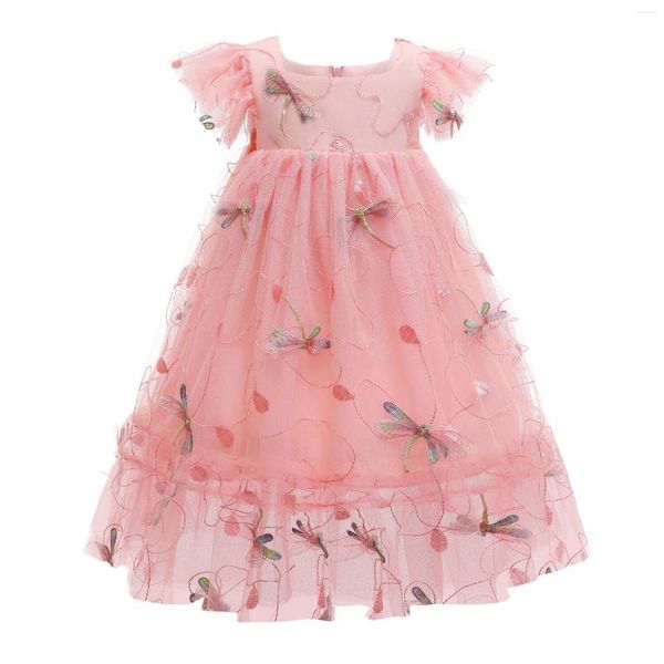 Mädchen Kleider Koreanischen Stil Gestickte Libelle Prinzessin Seidenkleid Kinder Tutu Für Kleinkind Mädchen Blume Party Kleidung