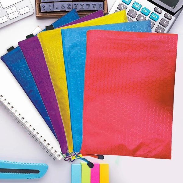 Alışveriş Çantaları A4 Belge Çantası Düz ​​Renkli Su Geçirmez Fermuar Kırtasiye Dosyası Klasörleri Bilgi Ofis Okul Malzemeleri