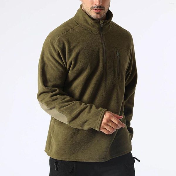 Hoodies masculinos de lã com capuz outono inverno cor sólida gola alta quente treinamento suéteres com zíper gola solta esportes treino masculino