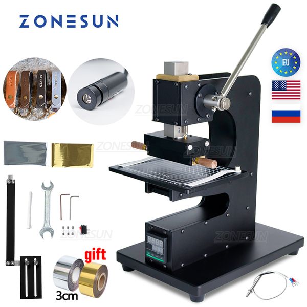 ZONESUN Macchina per stampaggio a caldo con localizzatore a infrarossi Timbro artigianale in pelle fai-da-te Goffratura Macchina per pressa a caldo Saldatore