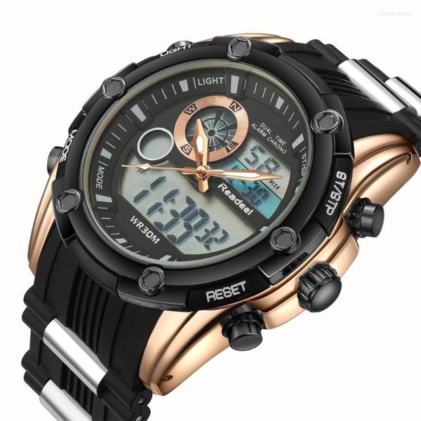 Наручительные часы Readeel Sports Watch Men Analogy Digital Wily Silicone Army Sport Led Водонепроницаемые запястья.