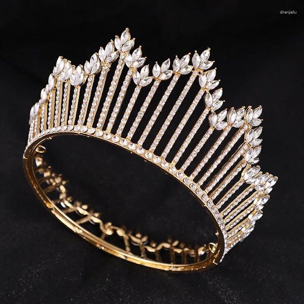 Grampos de cabelo barroco vintage cristal redondo tiaras noiva coroa headdress princesa baile nupcial casamento jóias cabeça diadem ornamentos