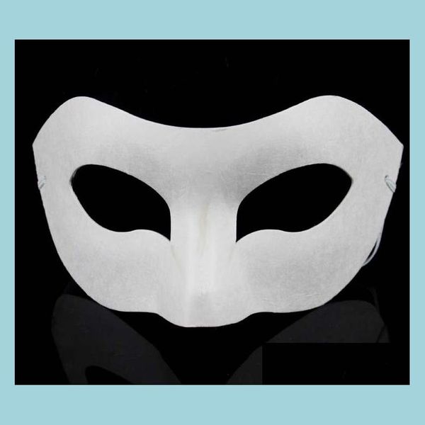 Maschere per feste Maschera mezza faccia bianca Halloween Carta bianca Zorro Fai da te Hiphop Dipinto a mano Street Dancing 10 Pz / lotto Drop Delivery Home Gard Dhecp