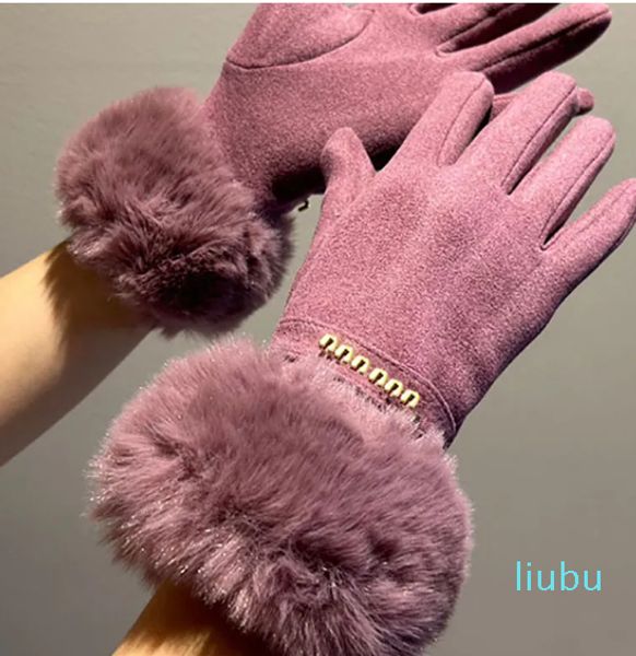 Klassische Damen-Kaschmir-Handschuhe, Winter, Outdoor, dick, weich, Fleece, fünf Finger, mit Box-Paket