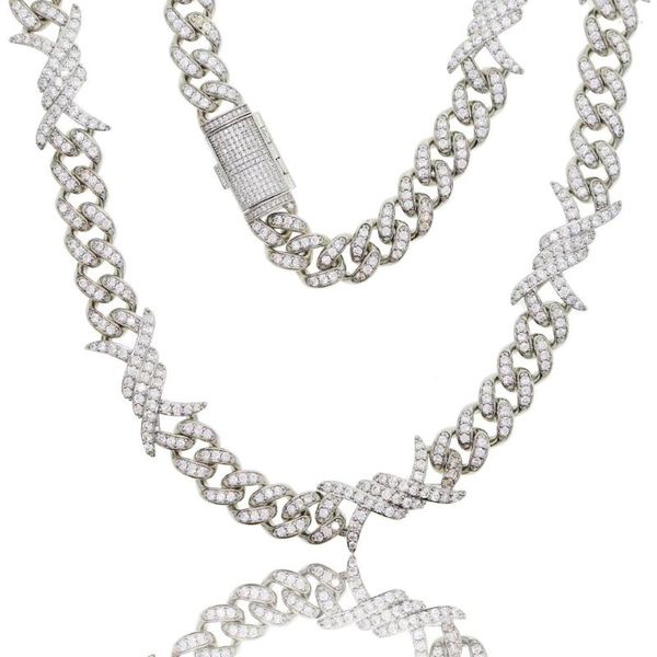 Choker Hiphop Gold Silver Color Два покрытия Micro Pave 5a Cz Iced Out Bling Women Miami Кубинская цепная колючая проволока Ожерелье