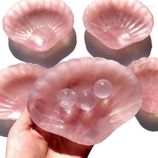 Sacchetti per gioielli La forma lucidata a polvere della ciotola di cristallo di quarzo rosa naturale può essere utilizzata per la smagnetizzazione del braccialetto