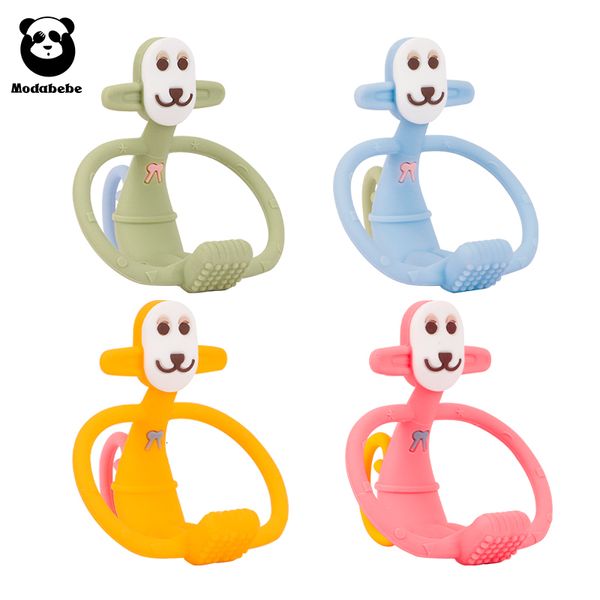 Baby Teethers Toys Modabebe Baby Silicone Teether Cartoon Monkey Masticabile Baby Teether Toy Infant Silicone Toys Kids Nursing Teether 230413