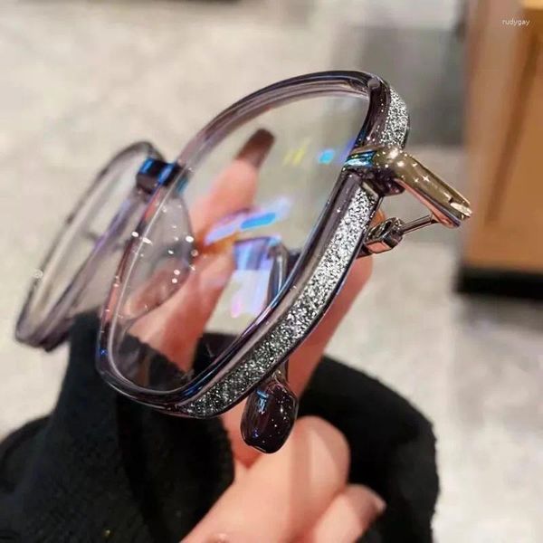 Солнцезащитные очки, модные квадратные металлические блестящие очки в оправе, женские очки с оптической защитой от близорукости, очки для чтения с защитой от синего света