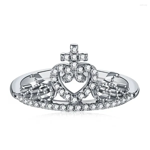 Anéis de cluster S925 Anel de prata esterlina feminino luz luxo amor cheio de diamante moda doce legal faixa dobrável