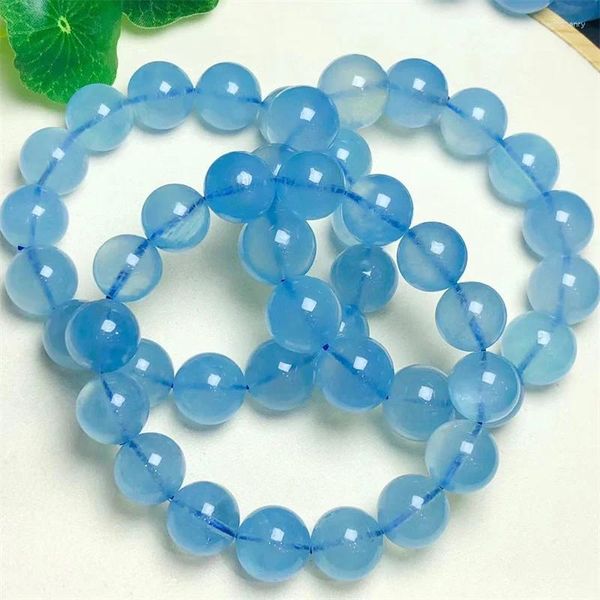 Link pulseiras natural aquamarine pulseira moda pedra preciosa cristal jóias pulseira para mulheres cura bohemia presente do feriado 1 pçs 10/15/16mm