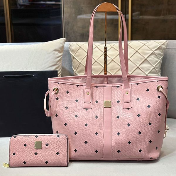 Bolsa de compras de grande capacidade Conjunto de duas peças Bolsas de ombro Mulheres Bolsa Clássica Carta Impressão Couro de couro com carteira Designer de moda sacola de alta qualidade