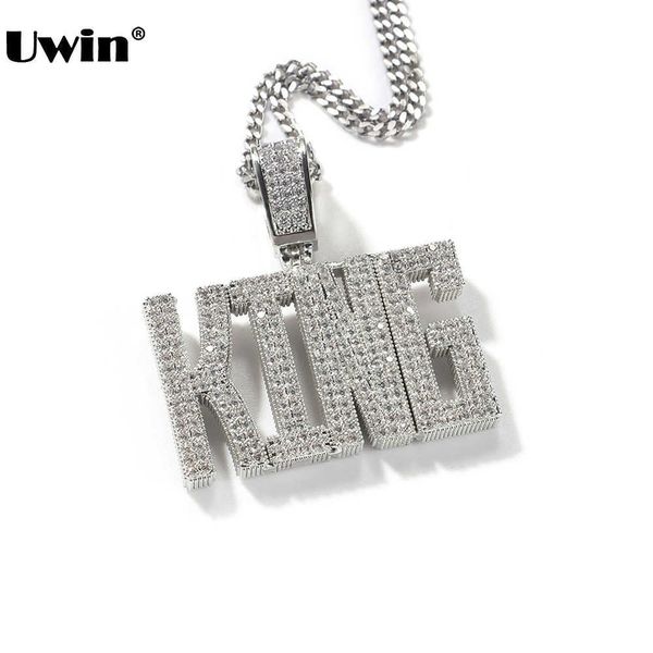 Collane con ciondolo UWIN Nome carattere script personalizzato regolare Collane Ghiacciato Cubic Zirconia Lettere Ciondolo Moda Gioielli Hip Hop per regalo T230413