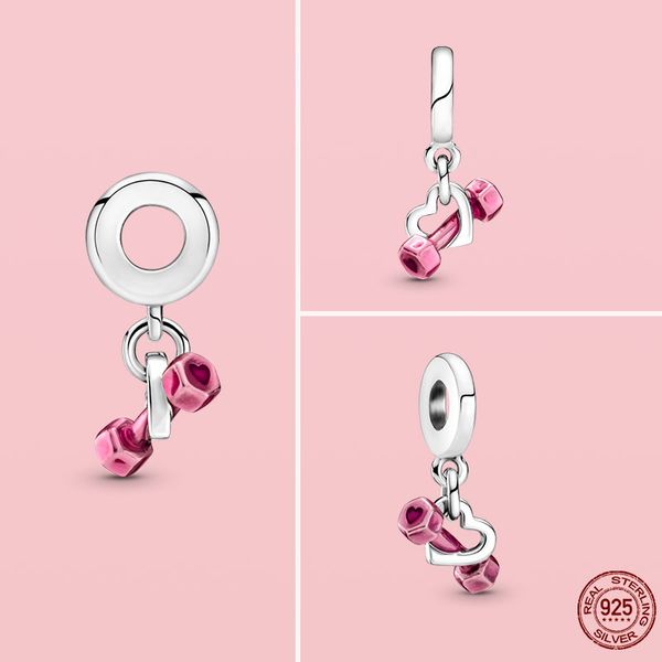 S925 Charms in argento Ciondolo Manubrio Cuore Ciondola Charm Bead Fit Original Pandora Bracciali Collana per accessori donna designer Fine Jewelry