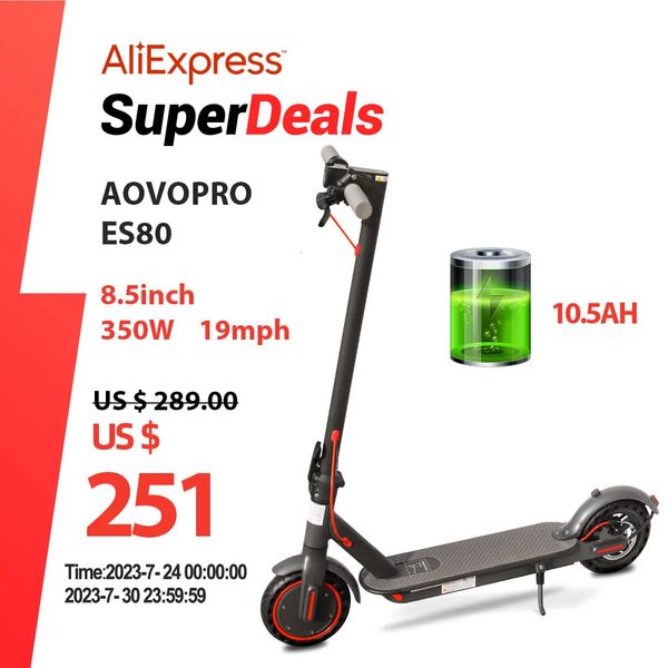 Altri articoli sportivi AOVOPRO ES80 M365 Scooter elettrico 350W 31kmh APP Smart Adult Assorbimento degli urti Antiscivolo pieghevole 231113