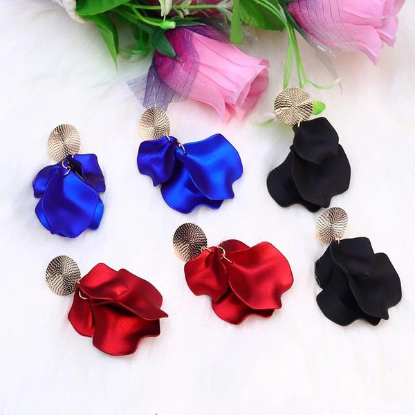 Baumelnde Ohrringe U-Magisches Temperament Blau Schwarz Rot Blütenblatt Ohrringe Für Frauen Lange Quaste Acryl Sprühfarbe Schmuck