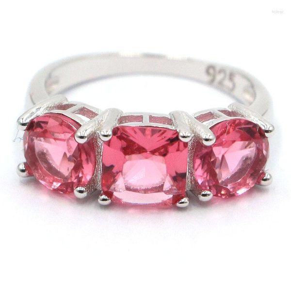 Cluster Rings 20x7mm Jazaz Lovely Cute 3.1g Tanzanite Pink Tourmaline For Girls Briday Gift Real 925 Solid Sterling Silver