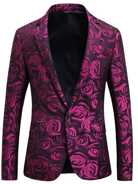 Herrenanzüge Blazer Blumendruck Blazer Männer Rose Blumenmuster Bühne Party Prom Für 5XL Slim Fit Herren Casual Drop Q211