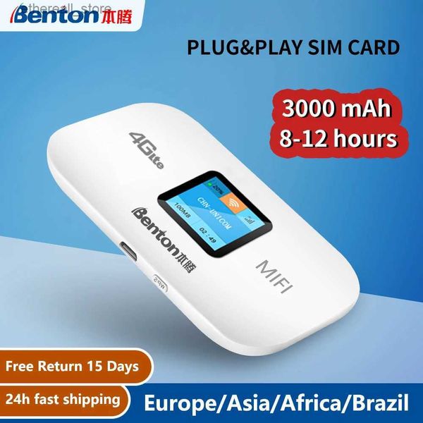 Roteadores Benton desbloqueado 4G Lte Portátil Wifi Router Pocket Hotspots Mifi Sim Card Plug Play VPN 150Mbps Alta Velocidade 3000mAh Bateria Q231114