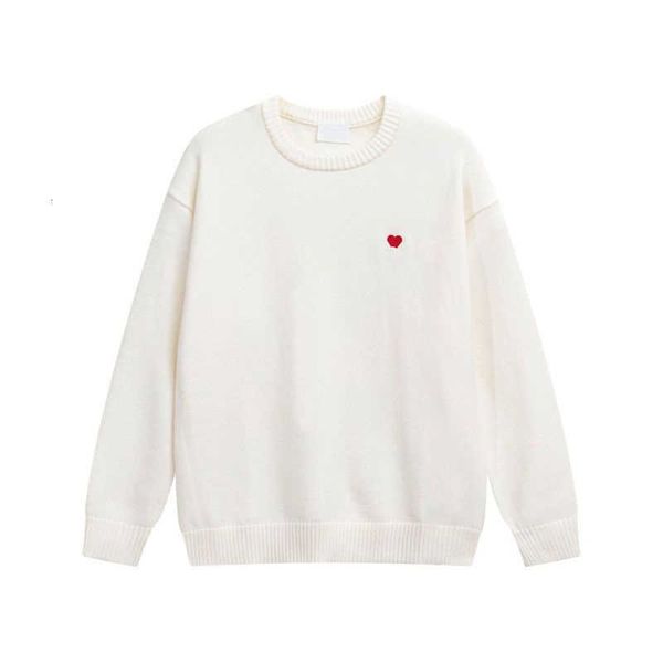 Новый классический AmiSweater Мужские Парижские вязаные рубашки с капюшоном с длинным рукавом с вышивкой Am I Heart Pattern Маленький трикотаж с круглым вырезом Мужчины Женщины Свитер amis c2