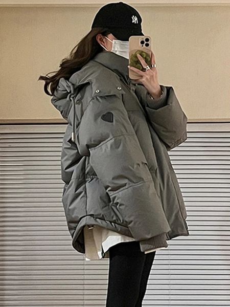 Piumino da donna Parka nero Piumino allentato Donna Jaqueta Femina Inverno Promoo Cappotto invernale spesso caldo con cappuccio femminile grigio Abrigo Mujer 231114