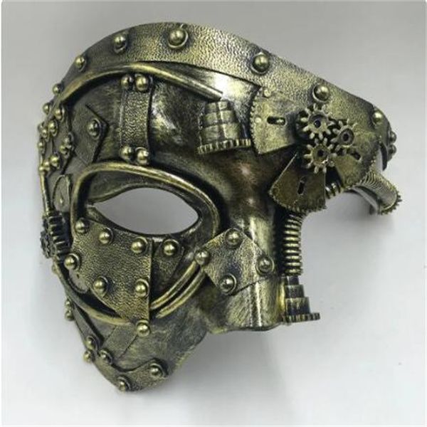 Steampunk fantasma masquerade cosplay medieval retro máscara bola meia face homem punk traje festa de halloween adereços gc2469