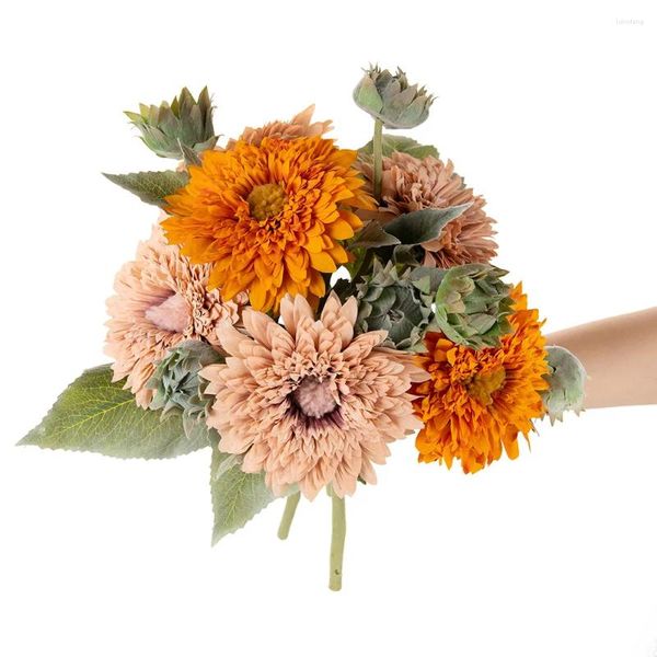 Fiori decorativi Simulazione Girasole Fiore finto Bouquet da sposa Accessori per la decorazione del giardino di casa Ramo artificiale