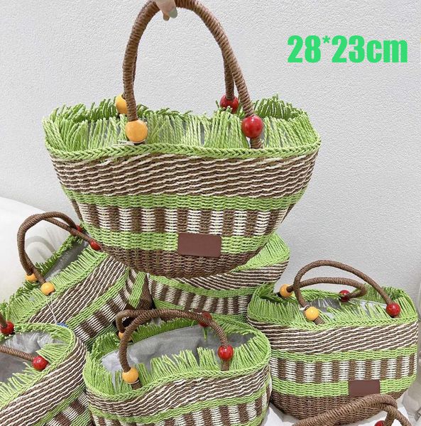 Bolsas de praia Designer bolsa de tecido de grama vegetal cesta moda folha verde maçã turismo tendência de rua bolsa de ombro menina top bolsas