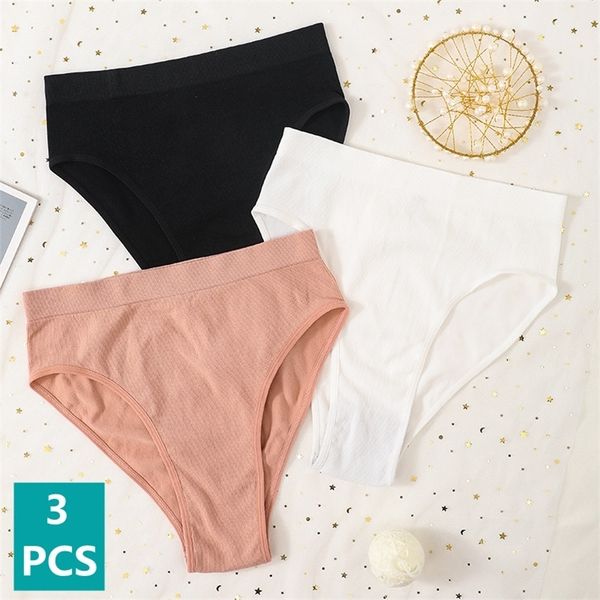 Kadın Panties 3pcs/Set Panties Kadın Yüksek Rise Dikişsiz Kılavuzlar Yüksek Bacak Kesik Külotu Streç iç çamaşırı dişi külotlar süper yumuşak iç çamaşırı 230414