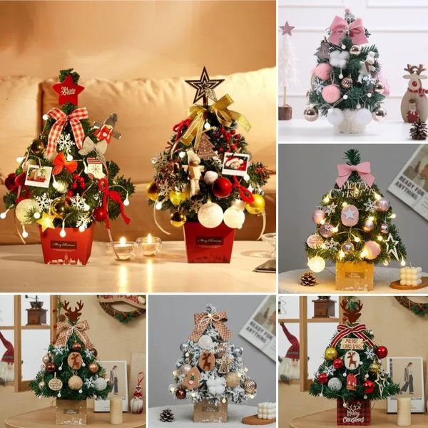 Decorazioni natalizie Mini albero di Natale da 50/35 cm con luci Set di alberi di Natale artificiali da tavolo Decorazioni natalizie per casa e ufficio Ornamenti per finestre 231113