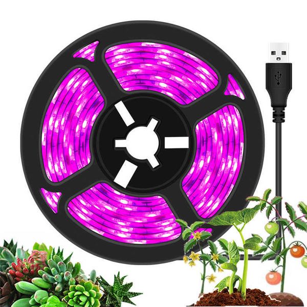 Grow Lights DC 5V USB светодиодные светодиоды. Light Light 0,5-5M SMD 2835 Светодиодная ленточная лента светло-розовая полоска фито