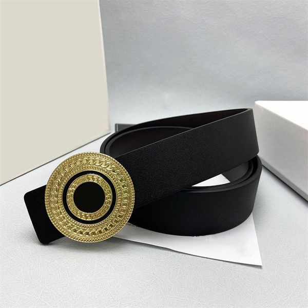 Cintura da uomo di design di lusso Cintura da donna in pelle nera Larghezza 3,8 cm Cinture in vita Cinturino in vita con fibbia liscia argento dorato
