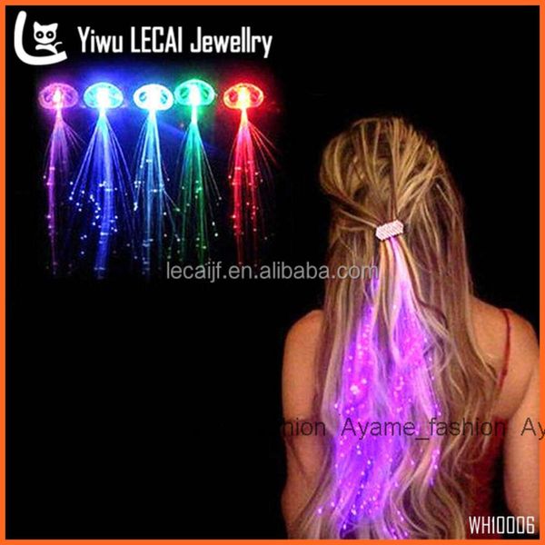 Extensão de cabelo com iluminação LED - Grampo de cabelo para Halloween / Festas / Raves / Natal - Disponível em várias cores joias de cabelo