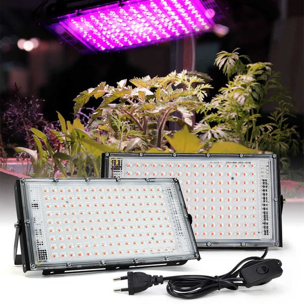 Grow Lights LED Grow Light 50W 100W 220V mit EU-Stecker LED-Vollspektrum-Wachstumslampen für Gewächshaus-Hydrokultur-LED-Flutlicht P230413