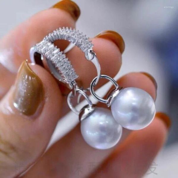 Ohrhänger Wunderschöner 10–11 mm großer weißer Südsee-Perlenohrring aus 925er-Silber