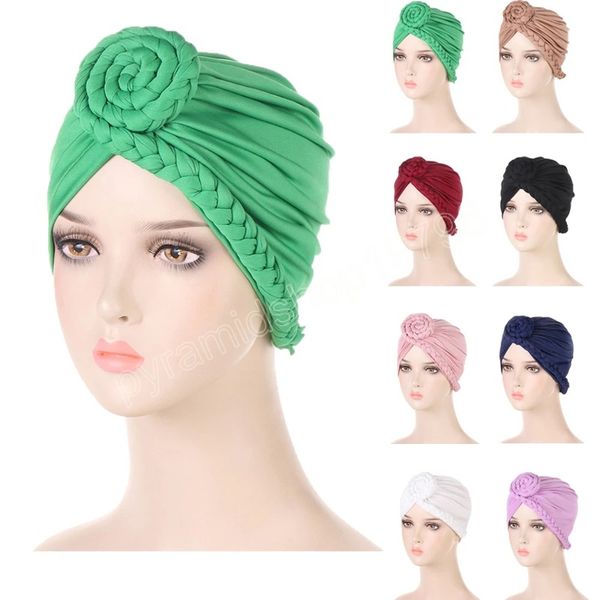 Indische muslimische Turban Hijab Zopf Knoten Mützen Mütze Frauen Chemo Caps Islamische Haarausfall Abdeckung Femme Kopftuch Wrap Headwear Hut