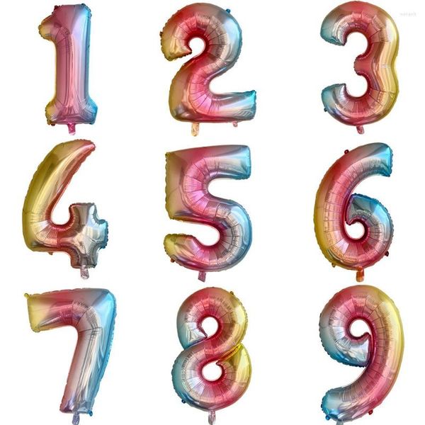 Parti Dekorasyonu 32inch Renkli Folyo Numarası Balon Hava Balonları İlk Kız Kız Çocuk Doğum Günü Malzemeleri 1 2 3 4 5 6 7 8 9 10 Yaş