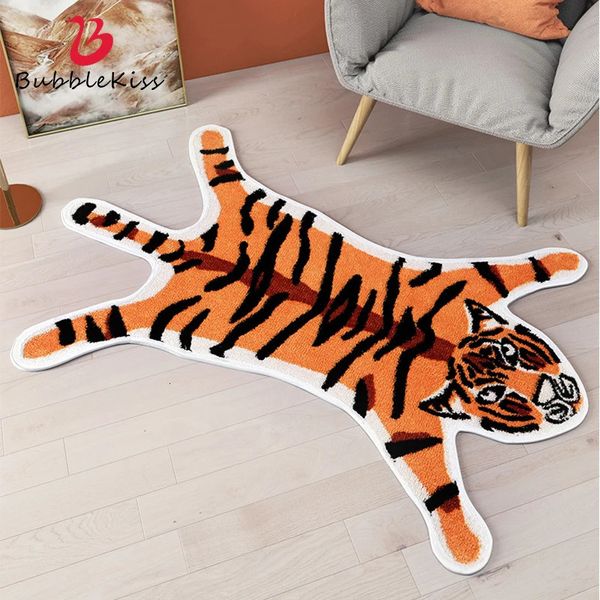 Tapete bolha beijo dos desenhos animados tapete criativo tigre forma casa entrada tapetes banheiro absorvente antiderrapante para quarto decoração de cabeceira 231113