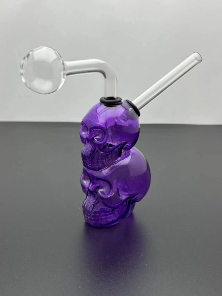 Cachimbo de vidro Queimador de óleo bong cachimbo de água Fumar crânio roxo Mini cachimbo de água de vidro 12 LL