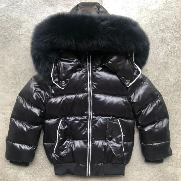 Piumino Cappotto invernale per bambini Ragazze Ragazzi Piumino Capispalla per bambini Grande pelliccia Moda Impermeabile Imbottitura Piumino d'anatra bianca Abbigliamento per bambini 231113