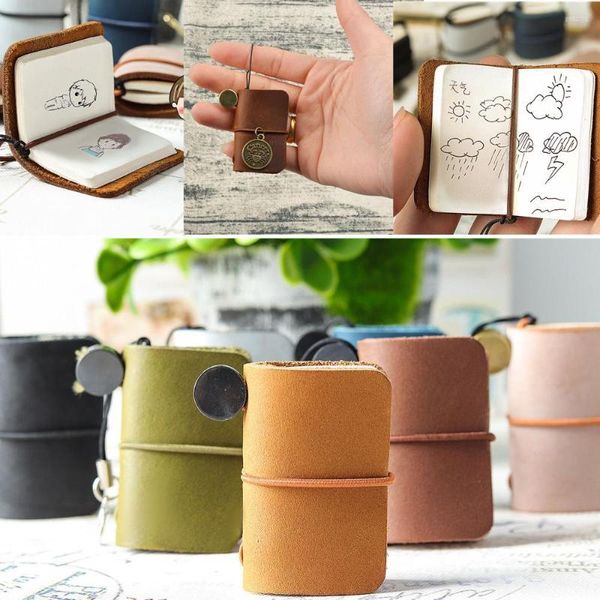 Super Mini Cute Leather Cover Notebook Travel Diary Booklet Portable Daily Planner Pocket Book Sketchbook Hand